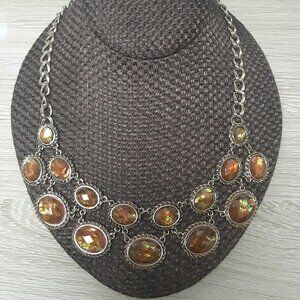 Jones New York faux Abalone Bib Gold-Toned Necklace NWT